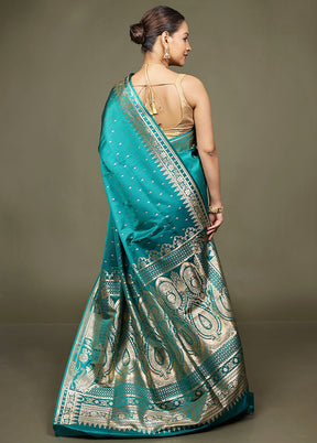 Green Banarasi Silk Saree With Blouse Piece
