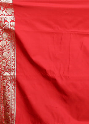 Red Banarasi Silk Saree With Blouse Piece