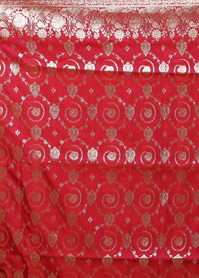 Red Banarasi Silk Saree With Blouse Piece