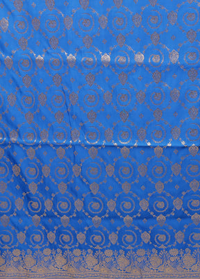 Blue Banarasi Silk Saree With Blouse Piece