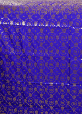 Blue Banarasi Silk Saree With Blouse Piece