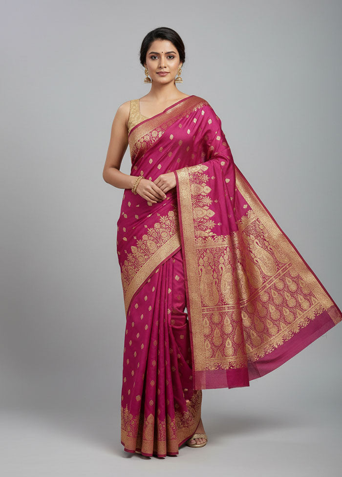 Purple Banarasi Silk Saree With Blouse Piece