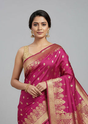 Purple Banarasi Silk Saree With Blouse Piece