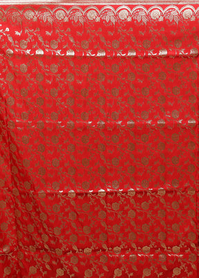 Red Banarasi Silk Saree With Blouse Piece