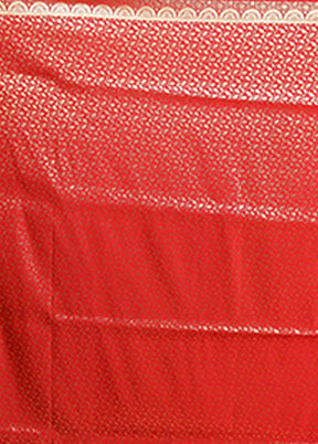 Red Banarasi Silk Saree With Blouse Piece