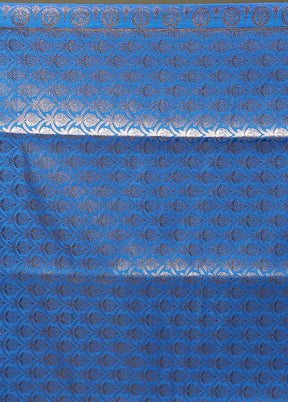 Blue Banarasi Silk Saree With Blouse Piece