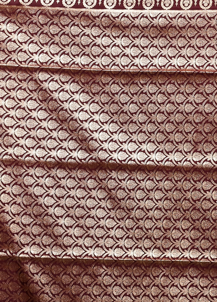 Maroon Banarasi Silk Saree With Blouse Piece