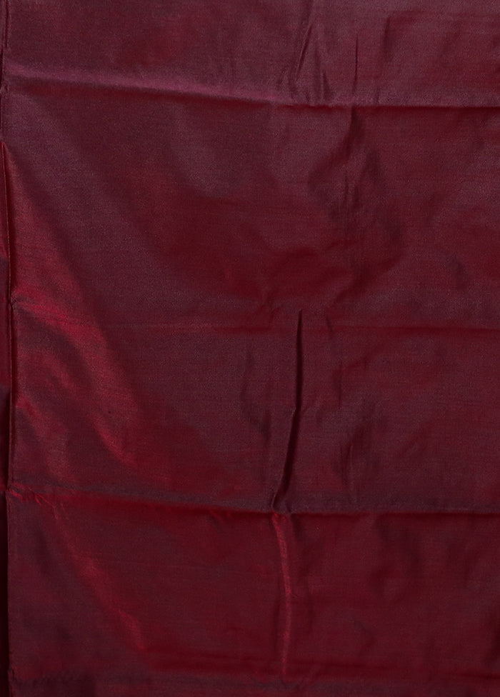 Maroon Banarasi Silk Saree With Blouse Piece
