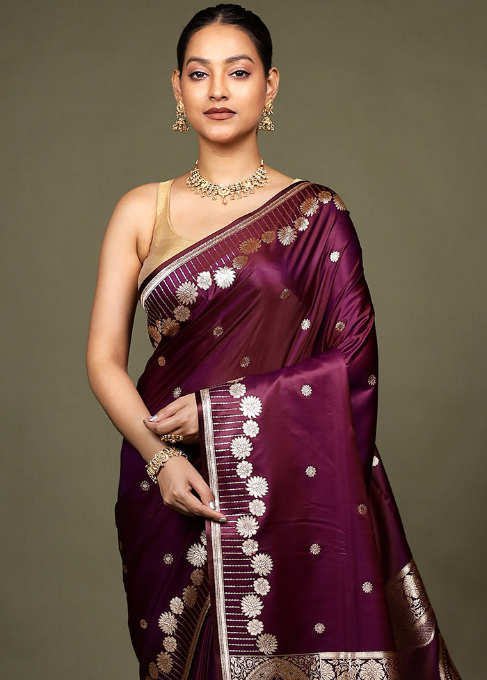Pink Banarasi Silk Saree With Blouse Piece