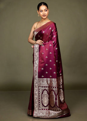 Pink Banarasi Silk Saree With Blouse Piece
