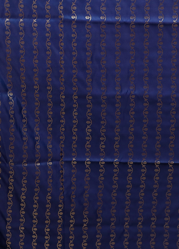Blue Banarasi Silk Saree With Blouse Piece