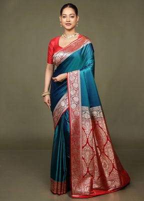 Green Banarasi Silk Saree With Blouse Piece