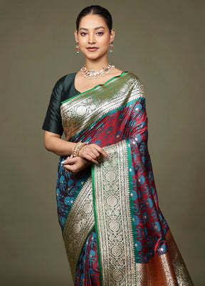 Maroon Tanchoi Silk Saree With Blouse Piece