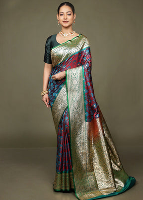Maroon Tanchoi Silk Saree With Blouse Piece