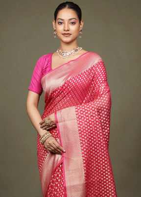 Pink Kora Silk Saree With Blouse Piece