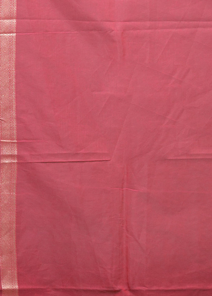 Pink Kora Silk Saree With Blouse Piece