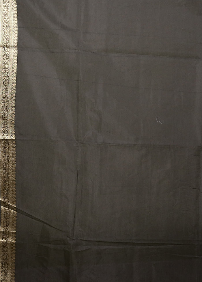 Black Kora Silk Saree With Blouse Piece