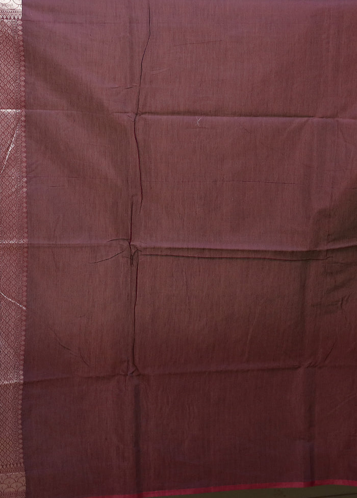 Maroon Kora Silk Saree With Blouse Piece