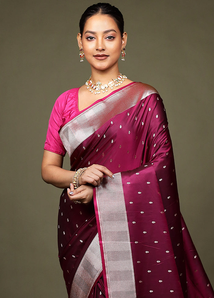 Purple Katan Silk Saree With Blouse Piece