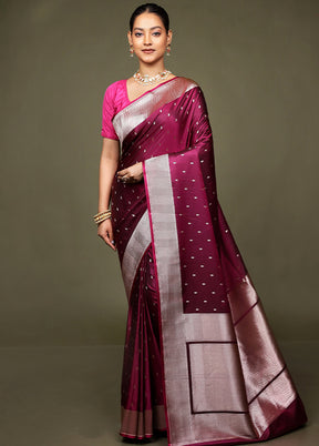 Purple Katan Silk Saree With Blouse Piece