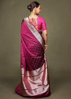 Purple Katan Silk Saree With Blouse Piece