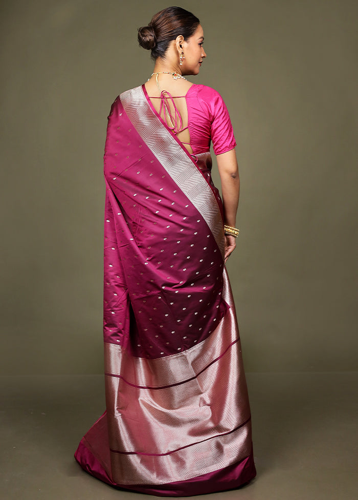 Purple Katan Silk Saree With Blouse Piece