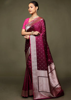 Purple Katan Silk Saree With Blouse Piece