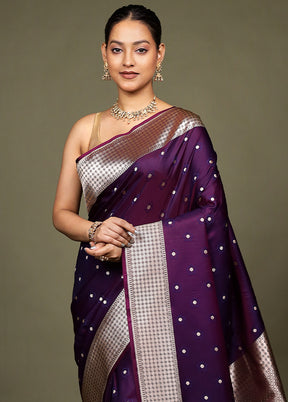 Purple Katan Silk Saree With Blouse Piece