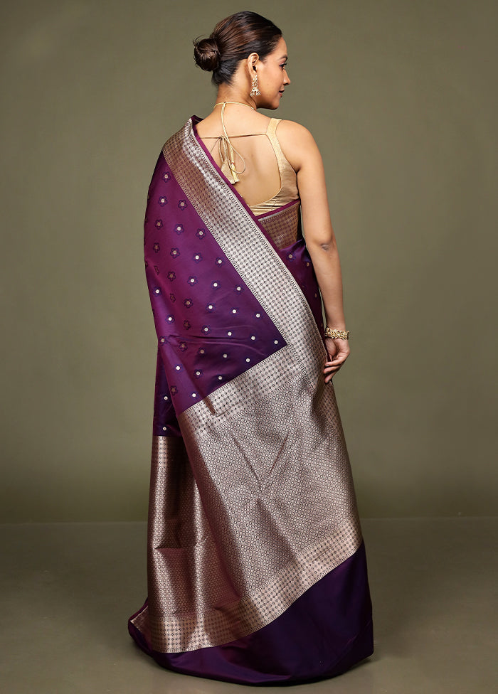 Purple Katan Silk Saree With Blouse Piece