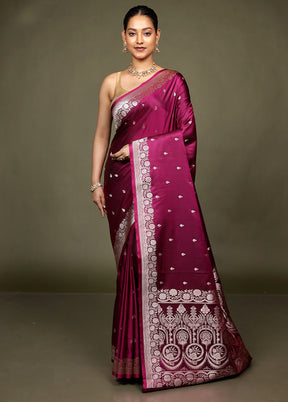 Purple Katan Silk Saree With Blouse Piece