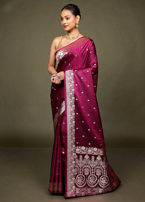 Purple Katan Silk Saree With Blouse Piece