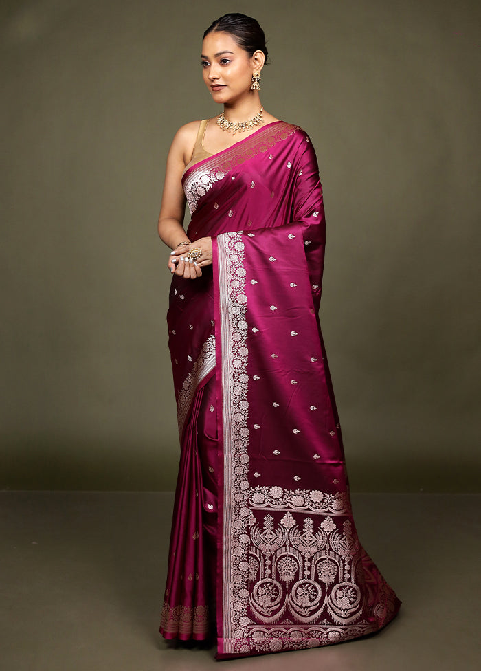 Purple Katan Silk Saree With Blouse Piece