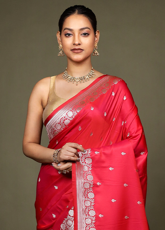 Pink Katan Silk Saree With Blouse Piece