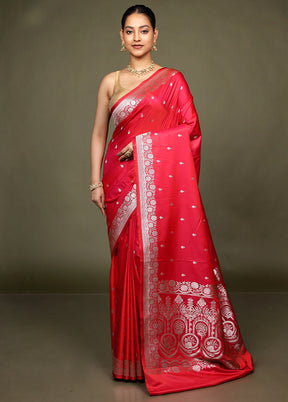 Pink Katan Silk Saree With Blouse Piece