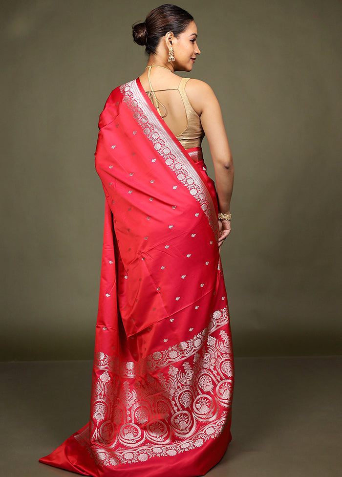 Pink Katan Silk Saree With Blouse Piece