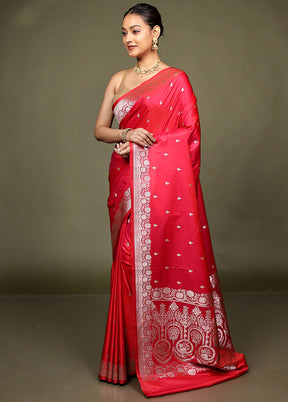 Pink Katan Silk Saree With Blouse Piece