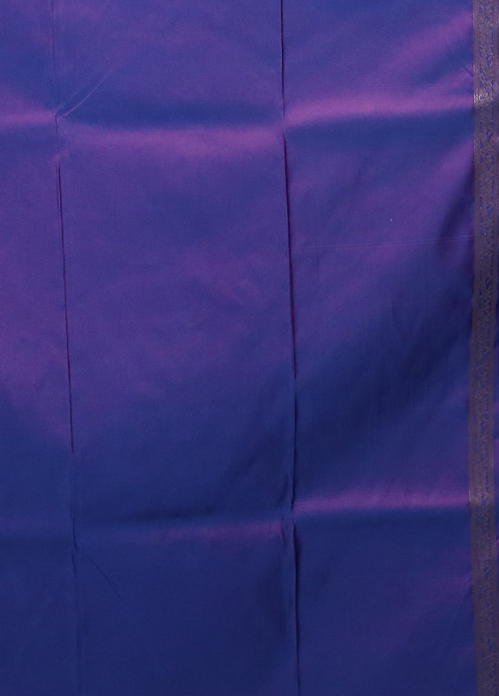 Blue Katan Silk Saree With Blouse Piece