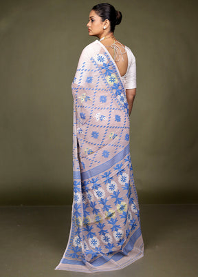 Pink Tant Jamdani Saree Without Blouse Piece