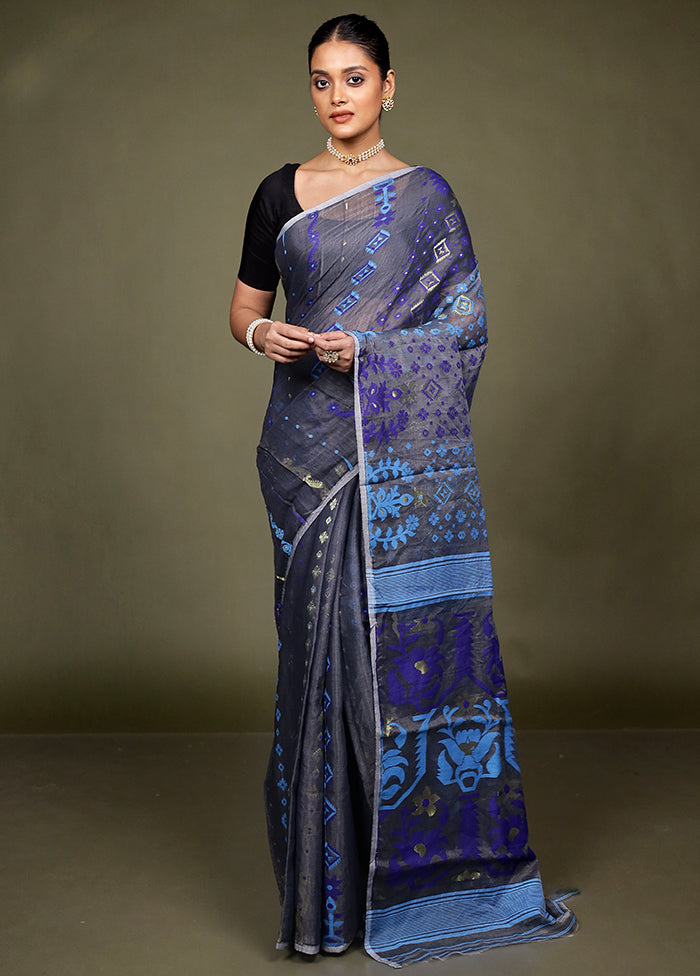 Black Tant Jamdani Saree Without Blouse Piece