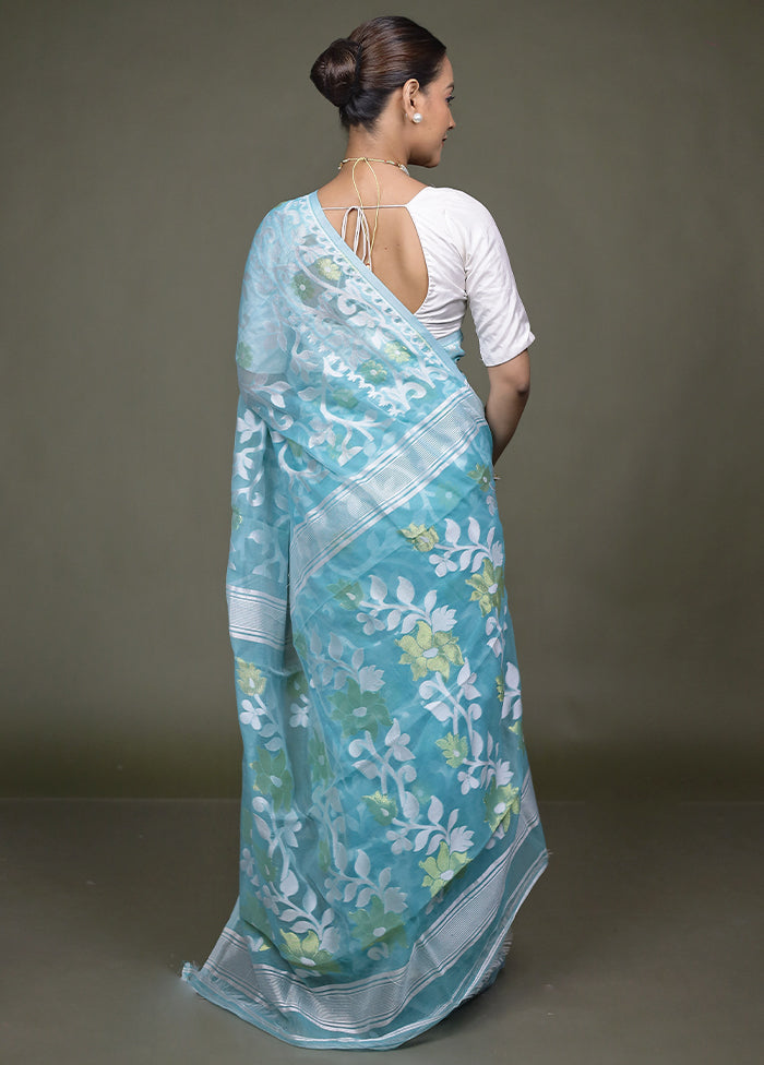 Green Tant Jamdani Saree Without Blouse Piece