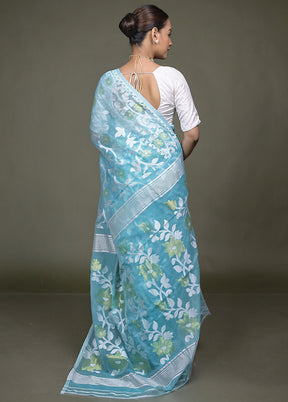Green Tant Jamdani Saree Without Blouse Piece