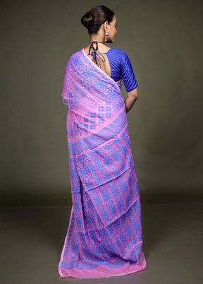 Pink Jamdani Cotton Saree Without Blouse Piece