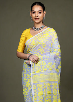 Grey Tant Jamdani Saree Without Blouse Piece