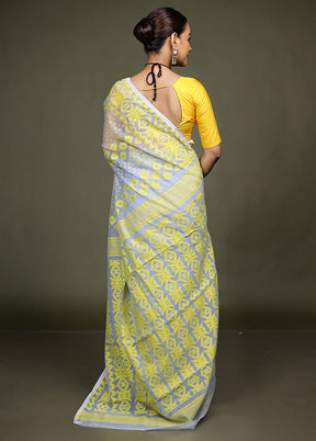 Grey Tant Jamdani Saree Without Blouse Piece