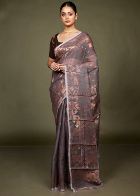 Grey Tant Jamdani Saree Without Blouse Piece
