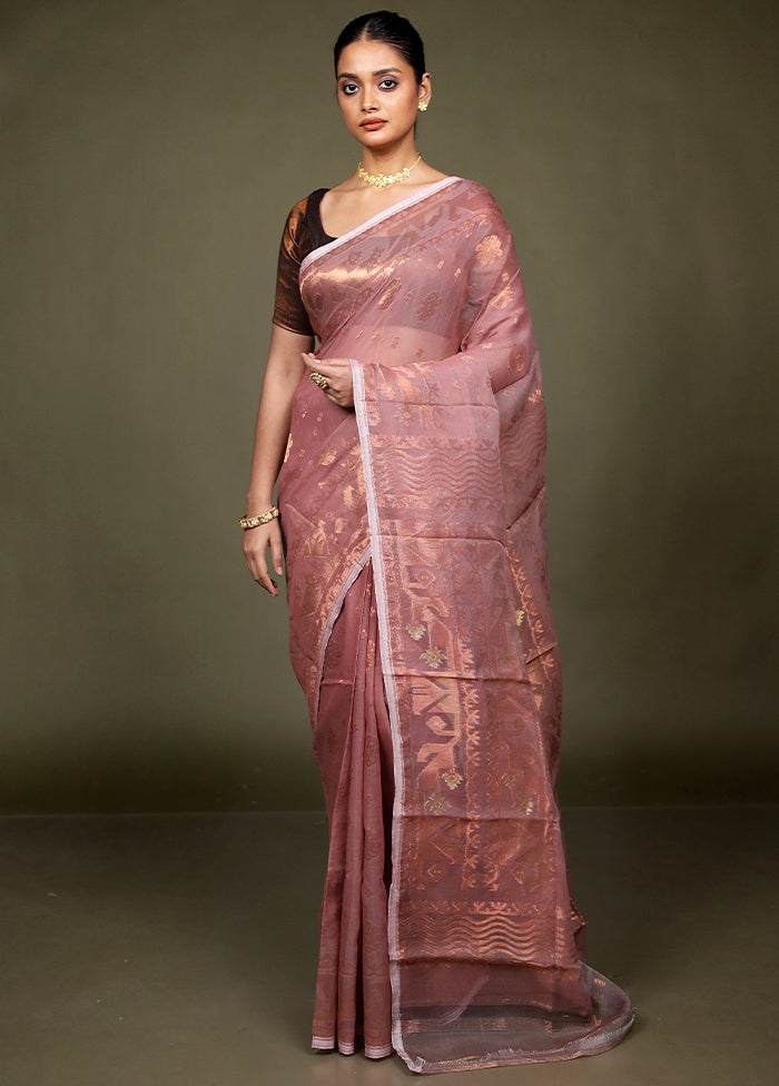 Grey Tant Jamdani Saree Without Blouse Piece