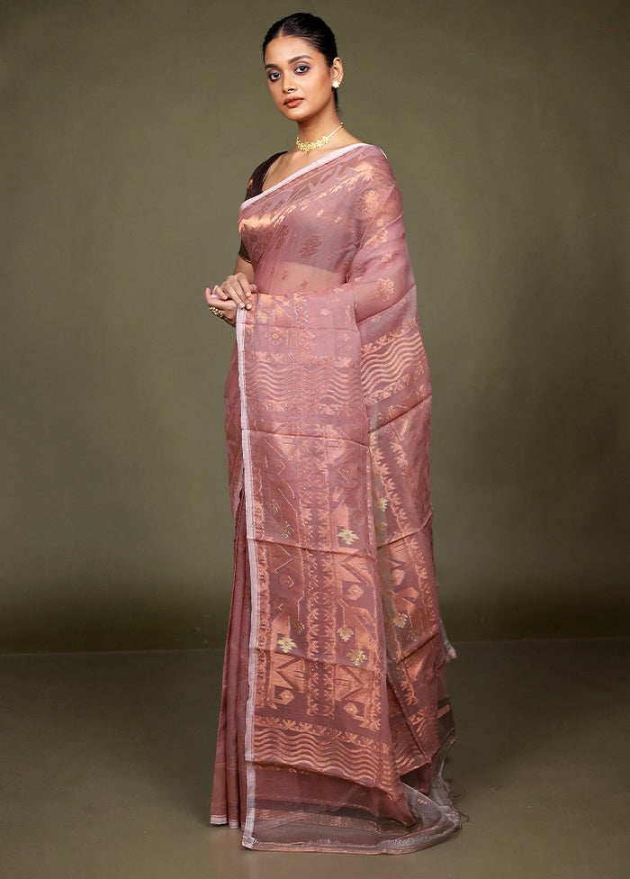 Grey Tant Jamdani Saree Without Blouse Piece