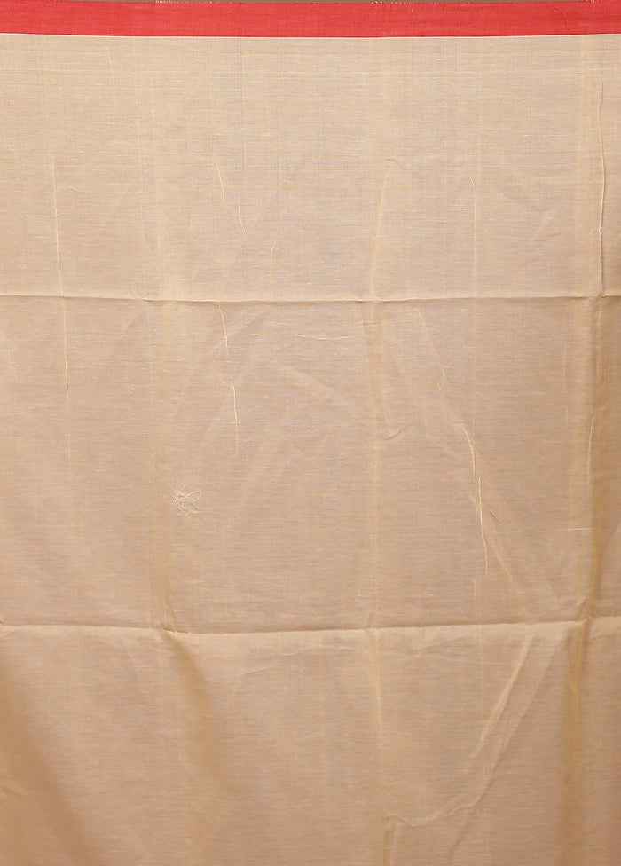 Cream Matka Silk Saree With Blouse Piece