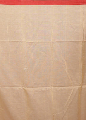 Cream Matka Silk Saree With Blouse Piece