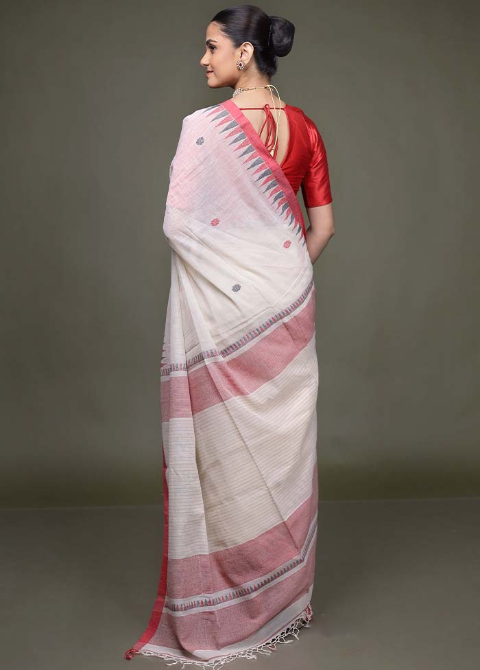 White Matka Silk Saree With Blouse Piece